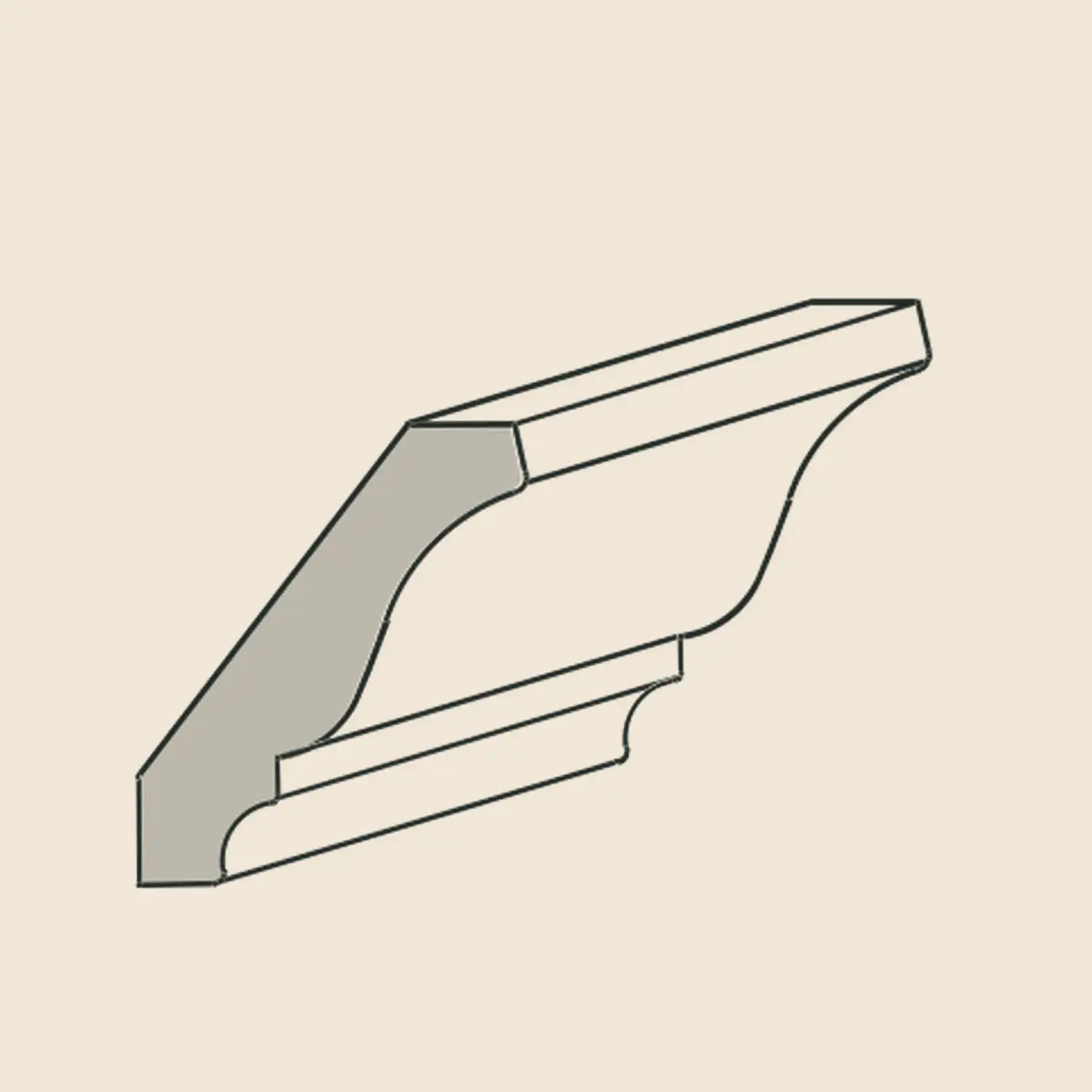 Red Grandis 3-inch crown molding profile