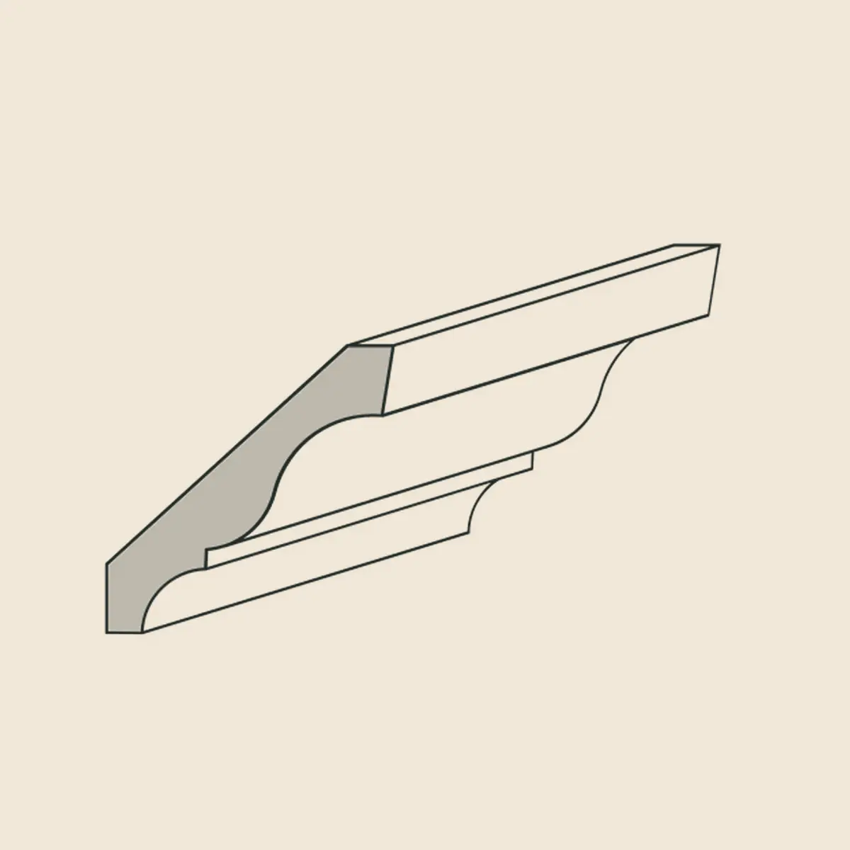 Southern Pine 3.25-inch crown molding profile
