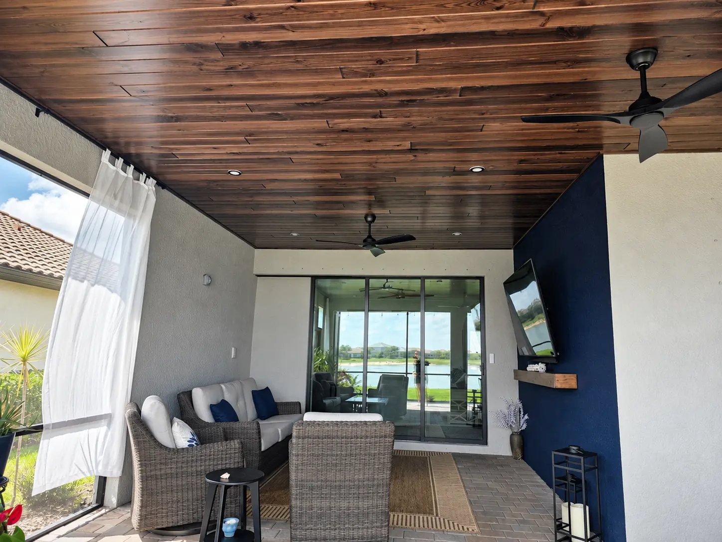 Southern Pine Colonial tongue-and-groove ceiling installation