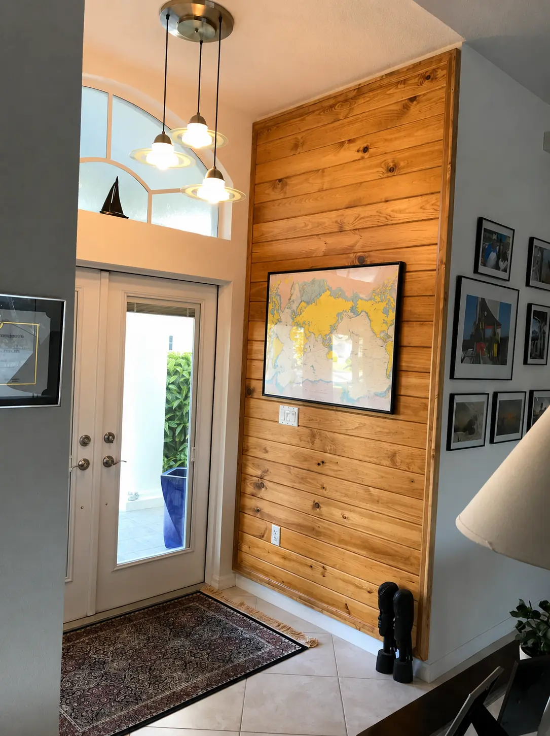 Southern Pine Honey wood boards and trim at an interior entry